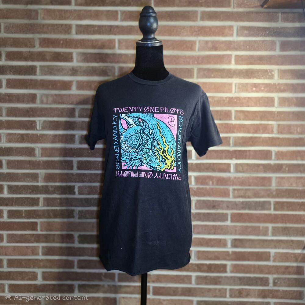 Twenty One Pilots Scaled and Icy Dragon Tour T-Shirt Black SZ Small S Tultex 202